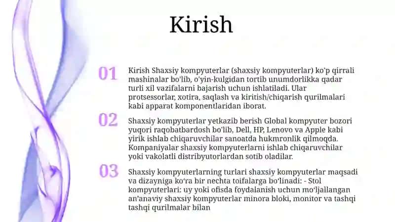 Shaxsiy Kompyuterlarning TaʼMinoti Va Uning Turlari 2