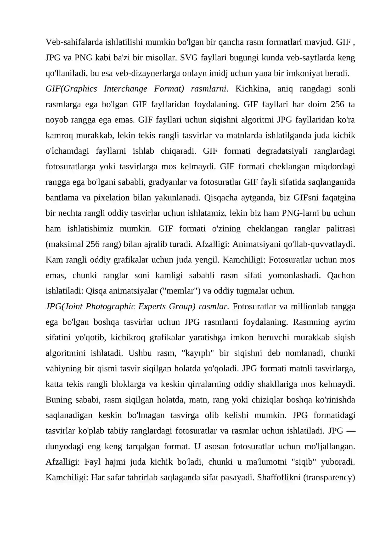 Grafik formatlari: JPG, PNG, GIF, SVG 2