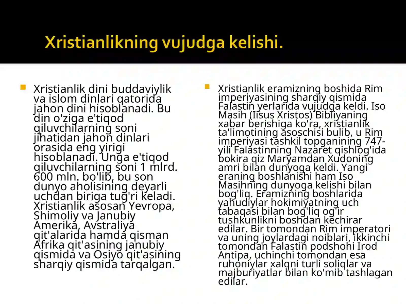 Xristianlik dinining vujudga kelishi 2