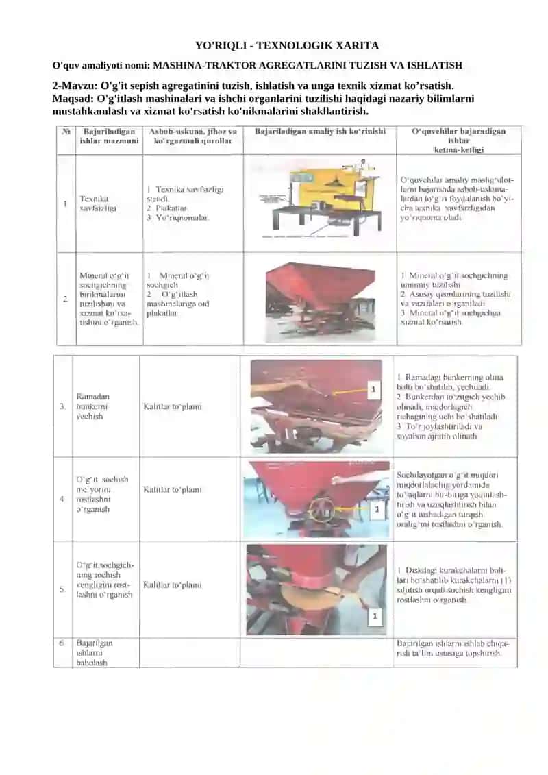 MASHINA-TRAKTOR AGREGATLARINI TUZISH VA ISHLATISH 2