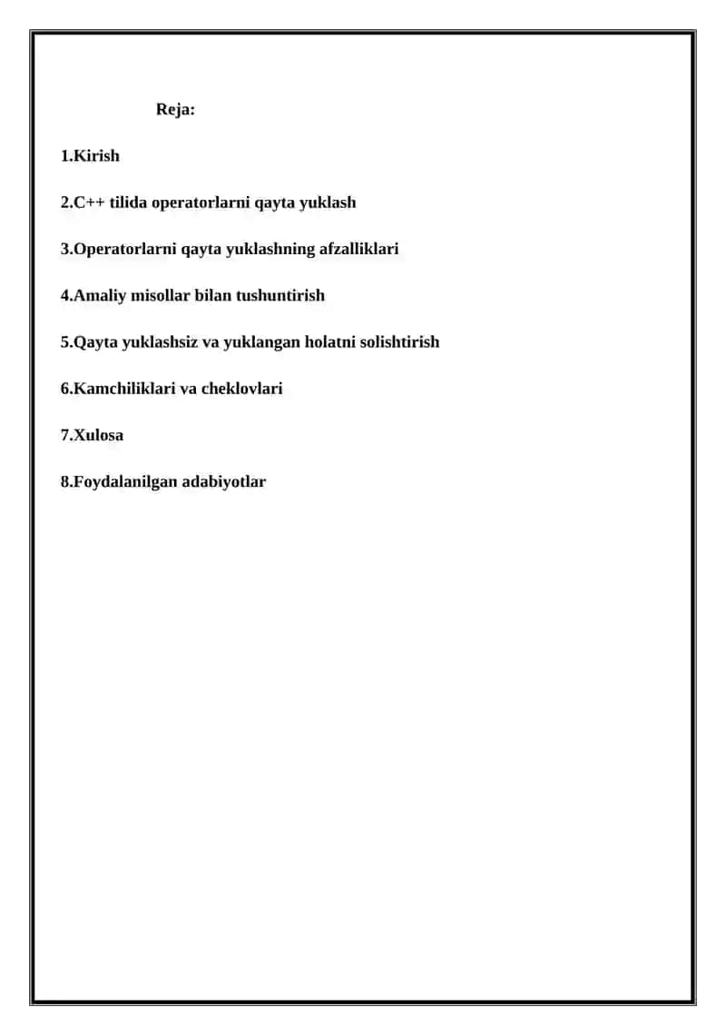 Operatorlarni qayta yuklash afzalliklari nimada? 2