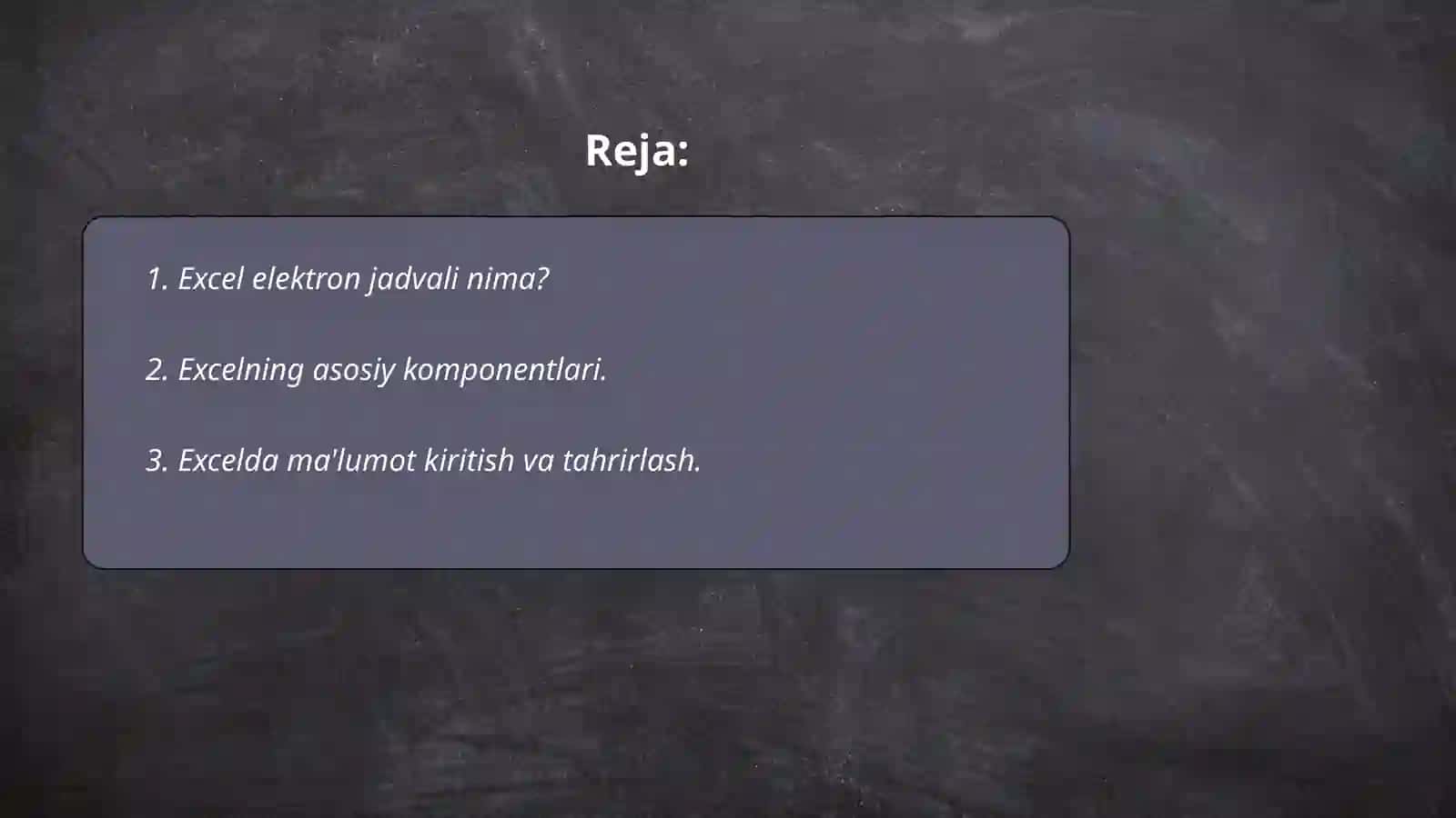 Excel elektron jadvali va uning imkoniyatlari 2