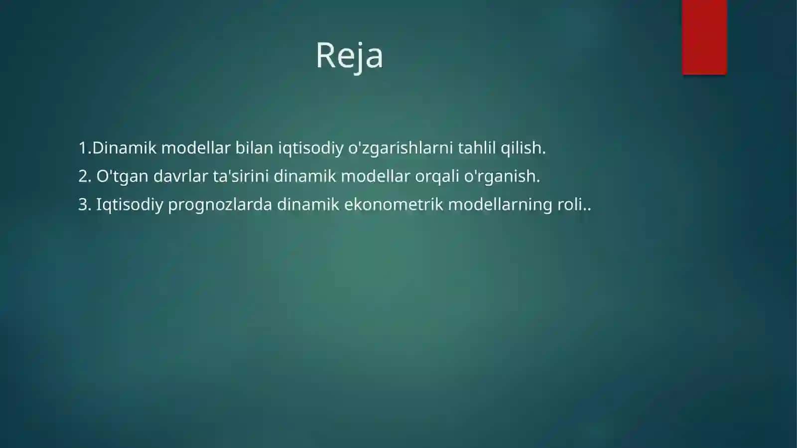 Dinamik ekonometrik modellardan foydalanish 2
