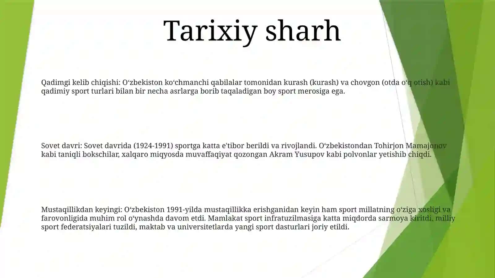 O'Zbekiston RespublikasidaSportniRivojlantirish 2
