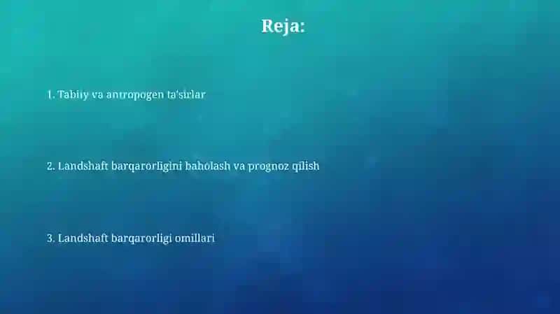 Landshaftlar barqarorligi 2