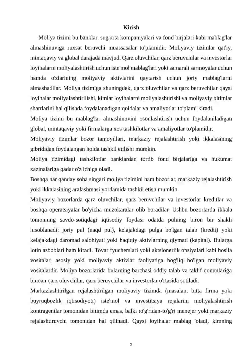 Bank tizimi moliya tiziming asosiy tarkibiy qismi va markziy bank asoslari 2