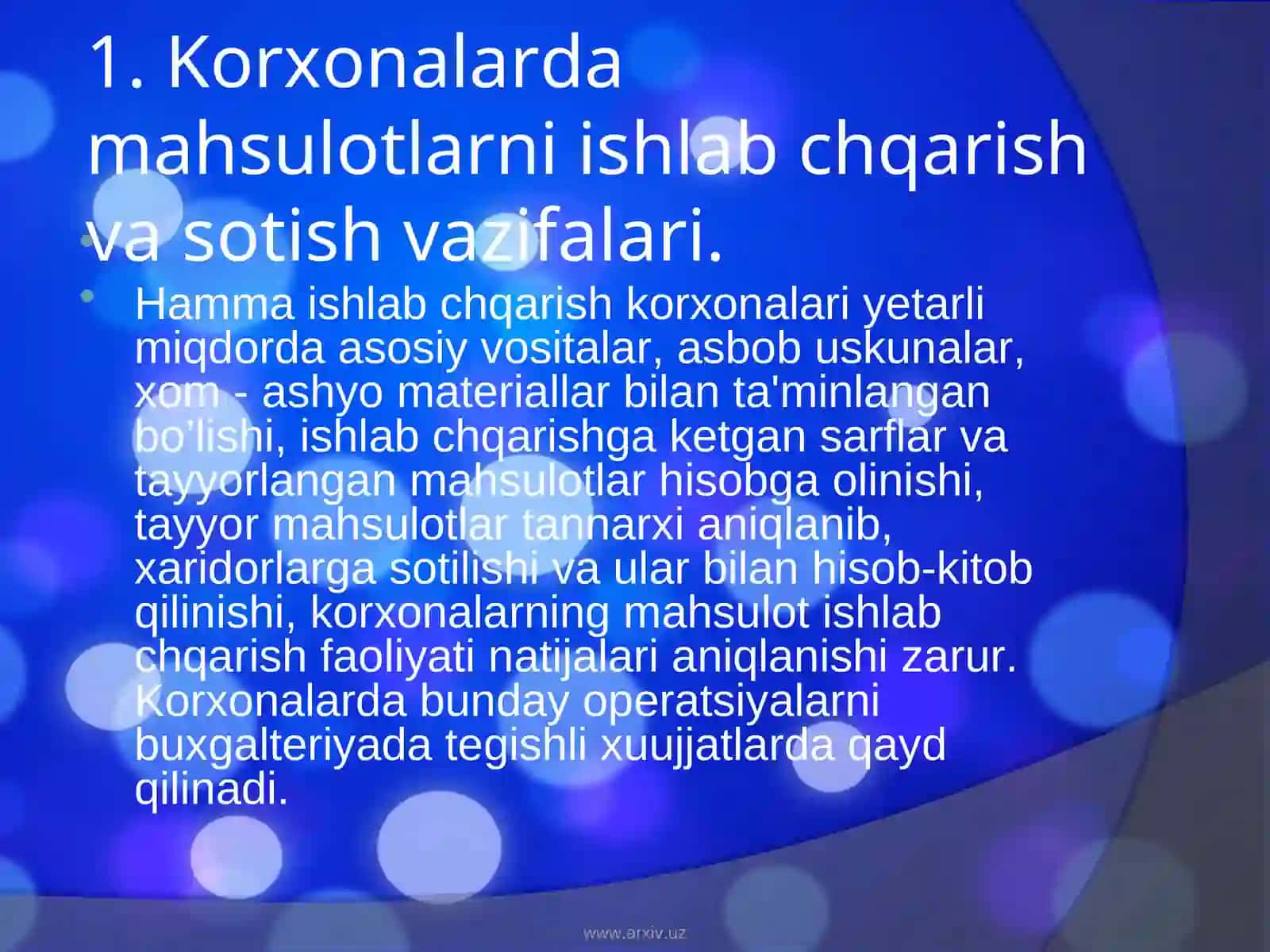 Asosiy xo’jalik jarayonlari hisobi 2