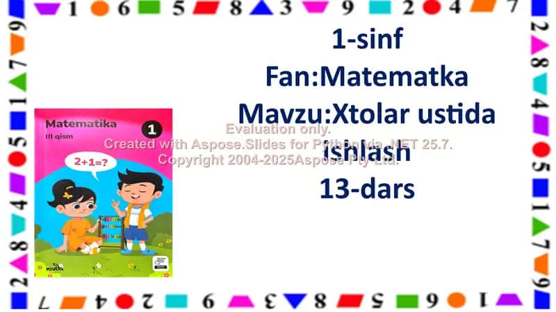 Matematika darsi - Xtolar ustida ishlash 2