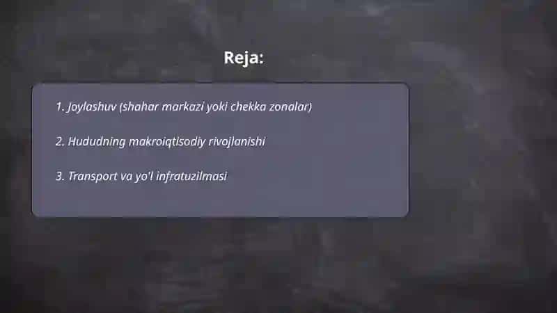 Turar joylarni baholashda ta’sir etuvchi omillar 2