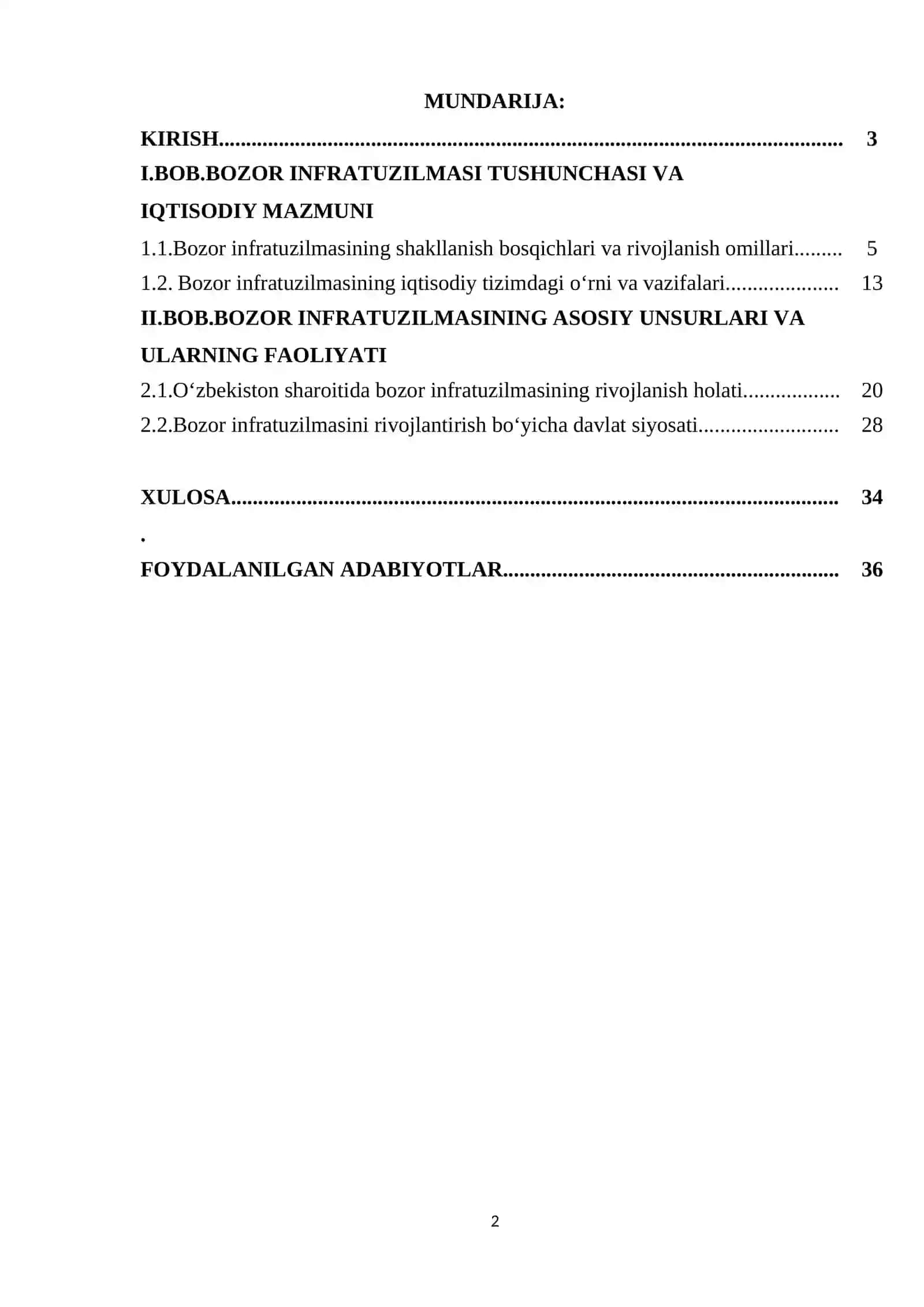 BOZOR INFRATUZILMALARI VA UNING UNSURLARI 2