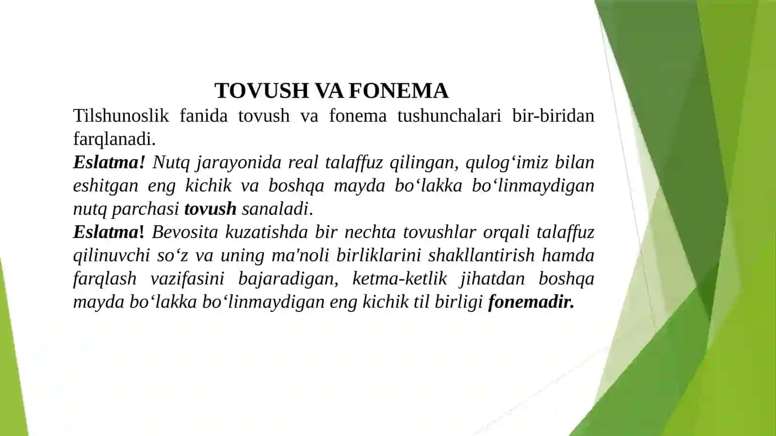 TOVUSH VA FONEMA 2