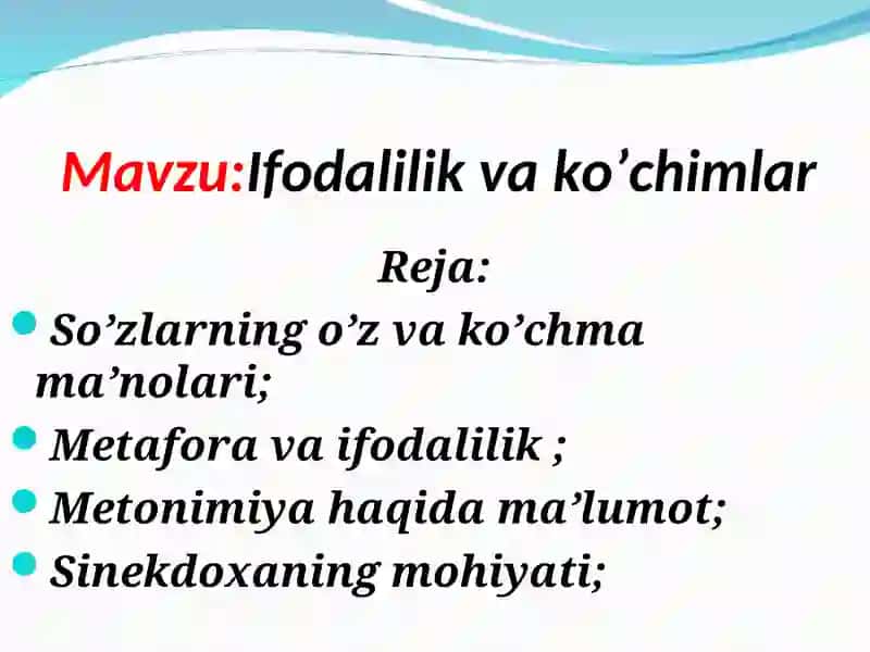 Ifodalilik va ko’chimlar 2