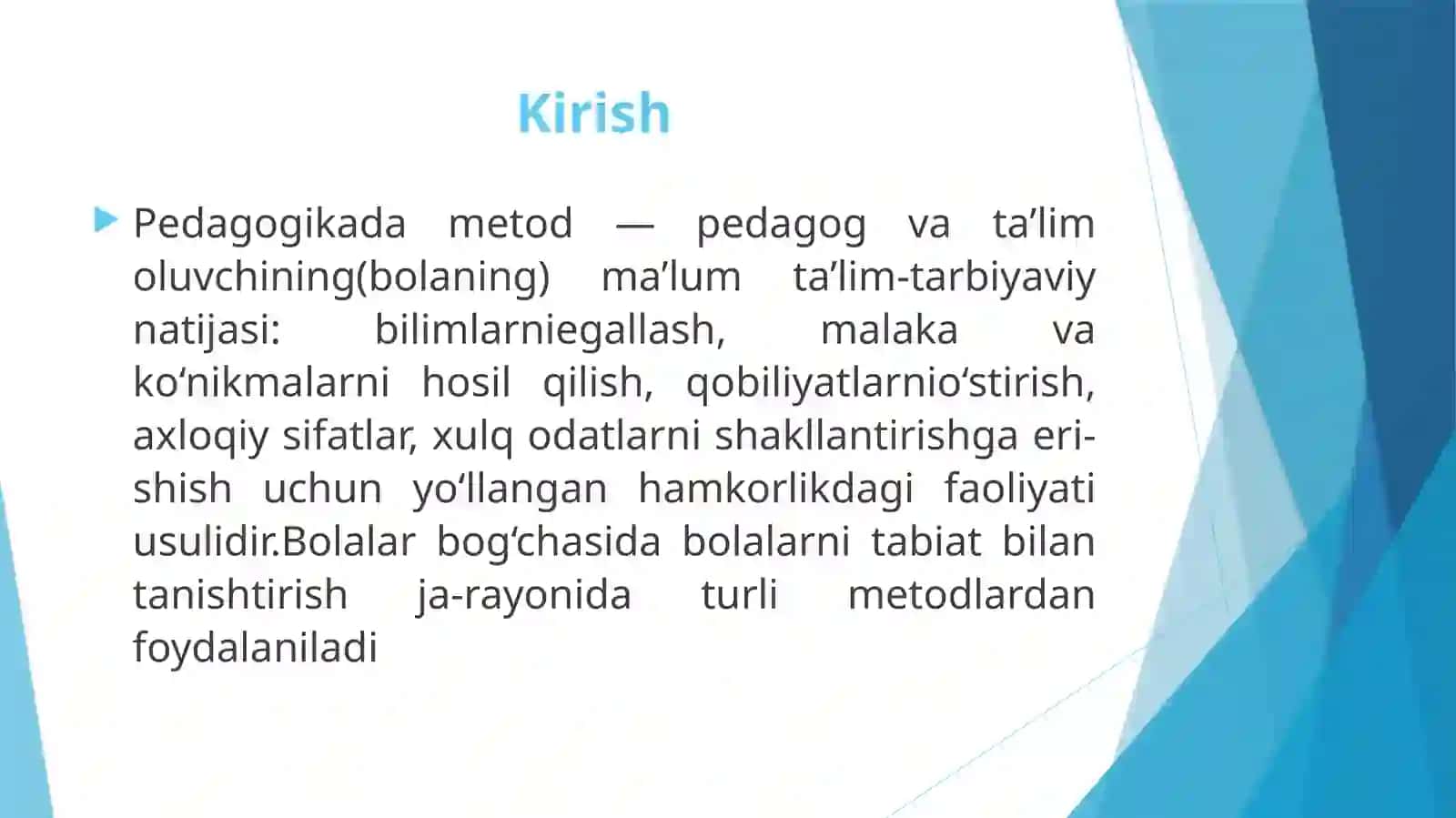 Tabiat bilan tanishtirish metodlari 2
