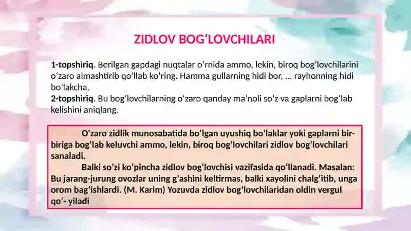 Zidlov bog'lovchilari va inkor bog'lovchisi 2