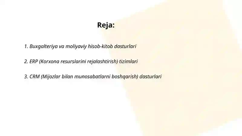 Buxgalteriya va moliyaviy hisob-kitob dasturlari 2