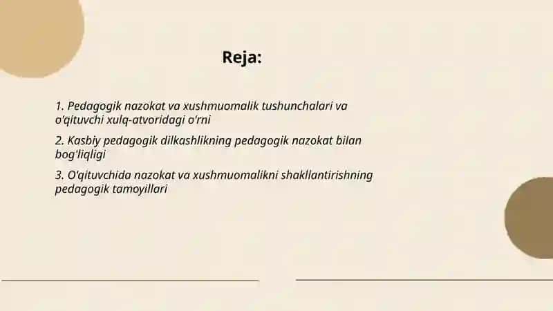 Pedagogik nazokat va xushmuomalik tushunchalari 2