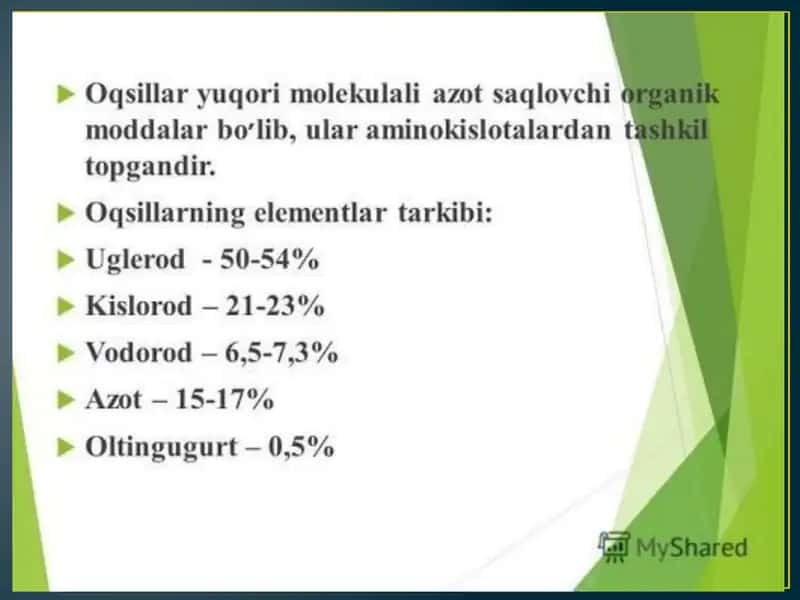 Oqsillar ularning xossalari va funksiyasi 2