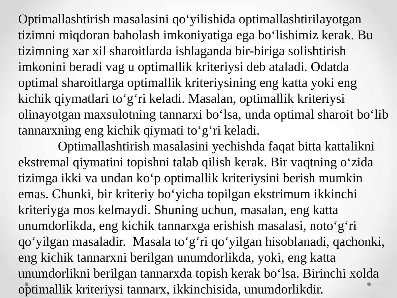 Texnologik jarayonlar va tizimlarni optimallashtirish 2