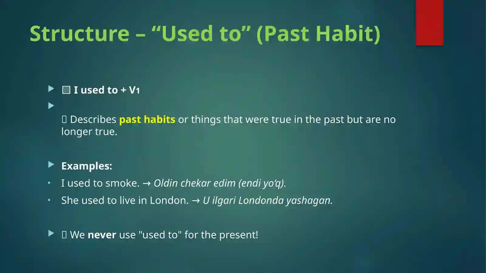 To Be / Get Used To + Noun /Ving 2