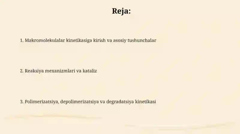 Makromolekulalar Kinetikasi 2