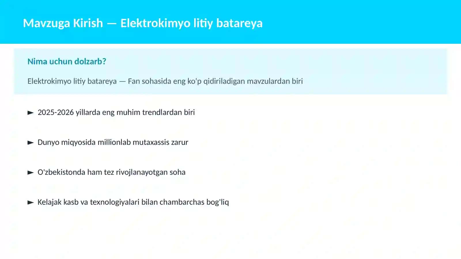 Elektrokimyo litiy batareya 2