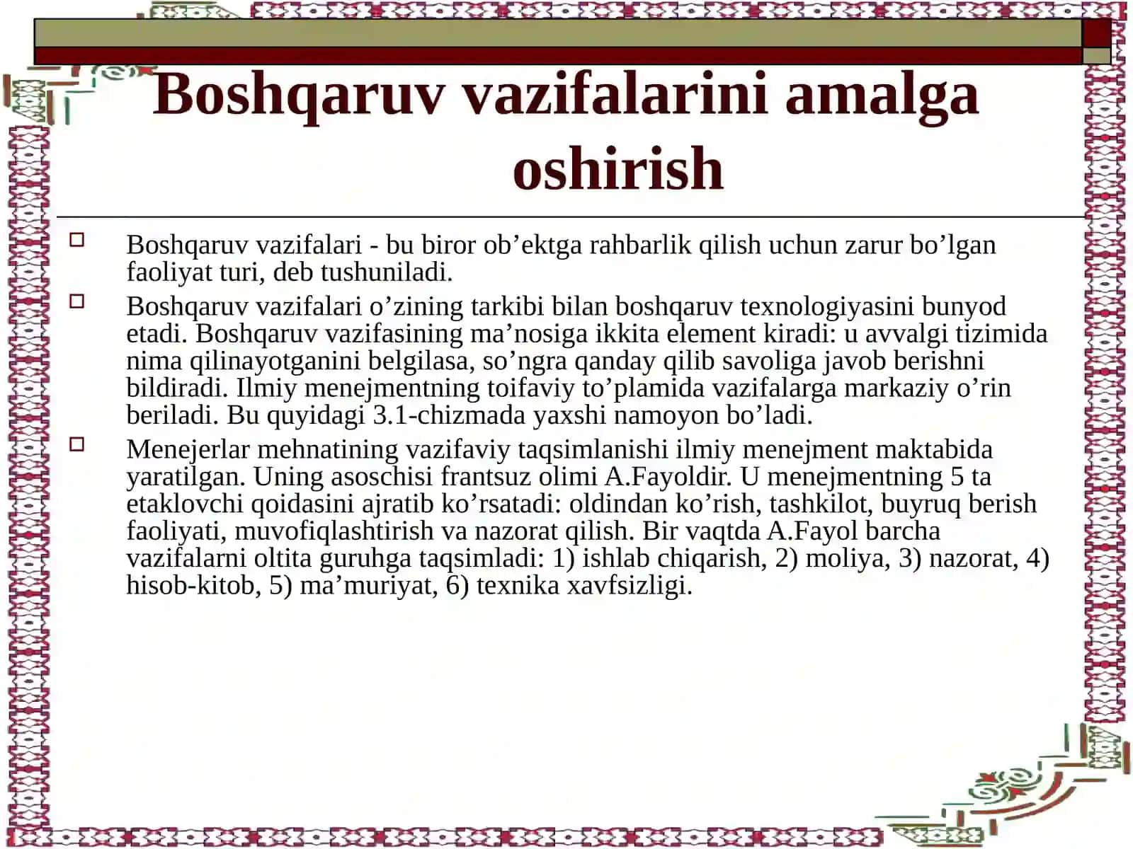 Boshqaruv vazifalari 2