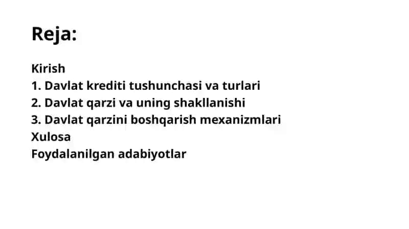 DAVLAT KREDITI VA DAVLAT QARZINI BOSHQARISH 2