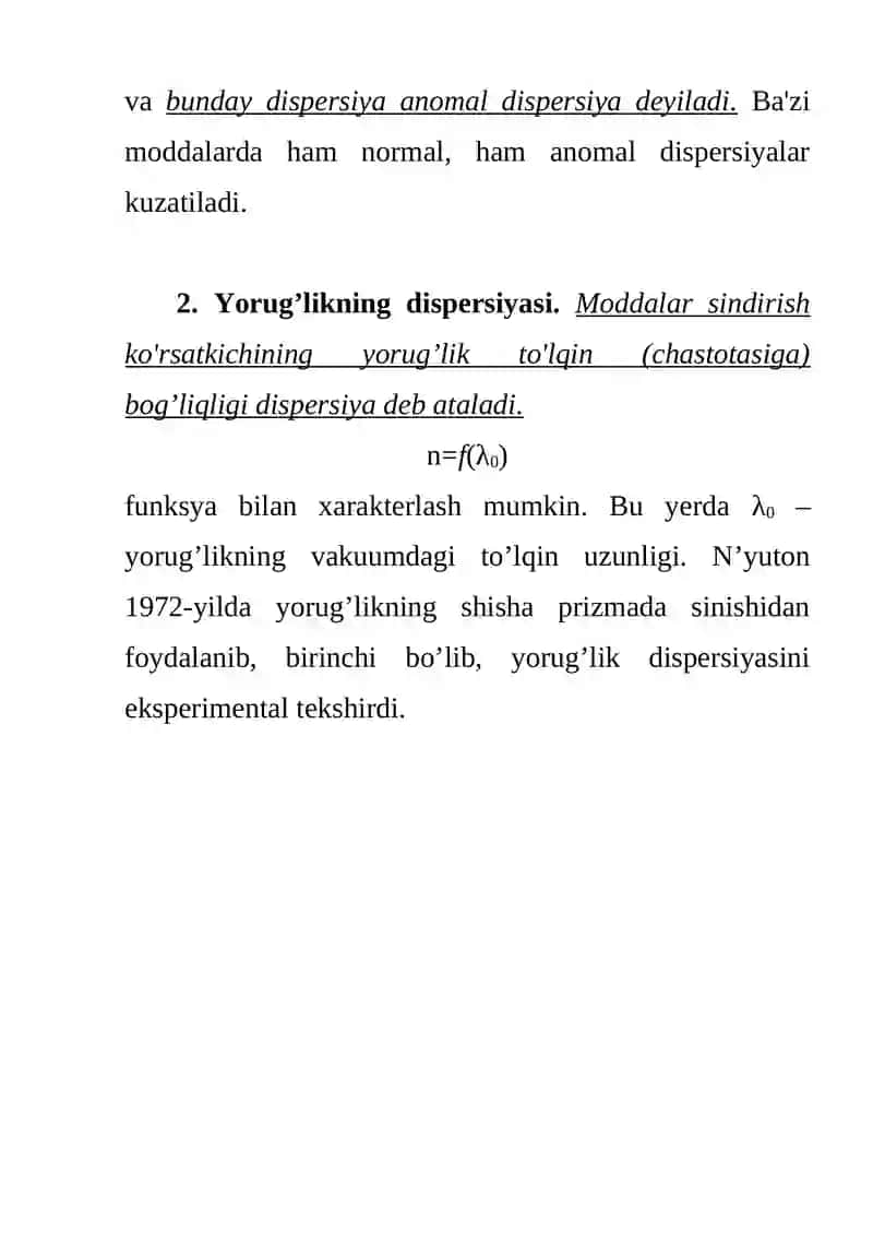 Dispersiya bahosining hossalari, tanlanmaning to’g’rilangan dispersiyasi. 2