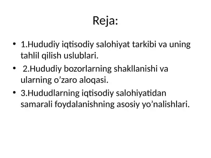 Hududlarning iqtisodiysalohiyati va barqaror iqtisodiy o’sish 2