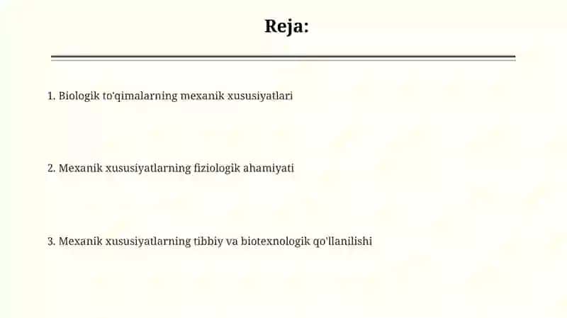 Biologik to'qimalarning mexanik xususiyatlari 2