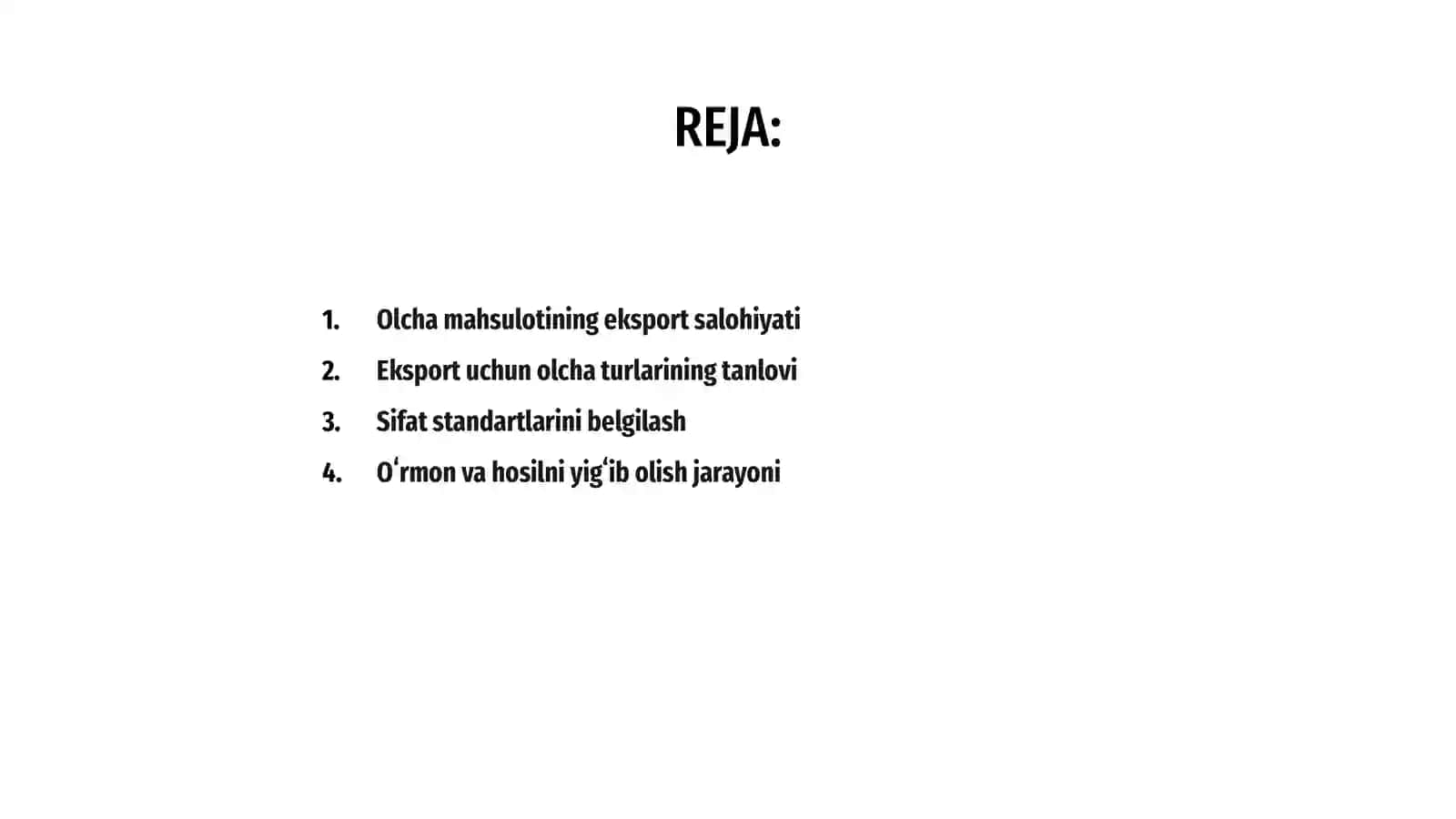 Olcha mahsulotini eksportga tayorlash 2