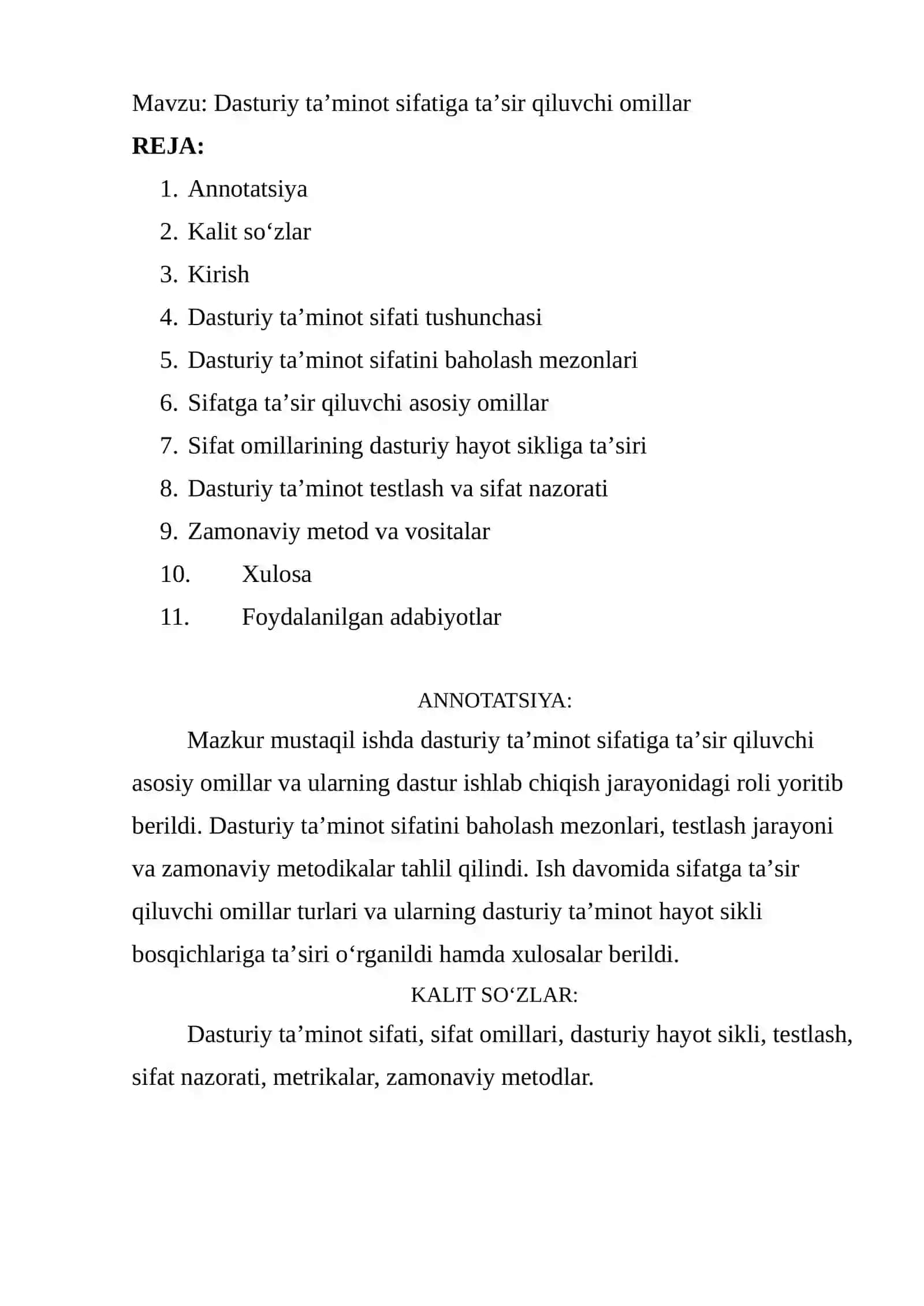 Dasturiy taʼminot sifatiga taʼsir qiluvchi omillar 2