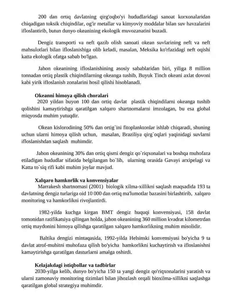 Jahon okeani va ularni muhofaza qilish 2