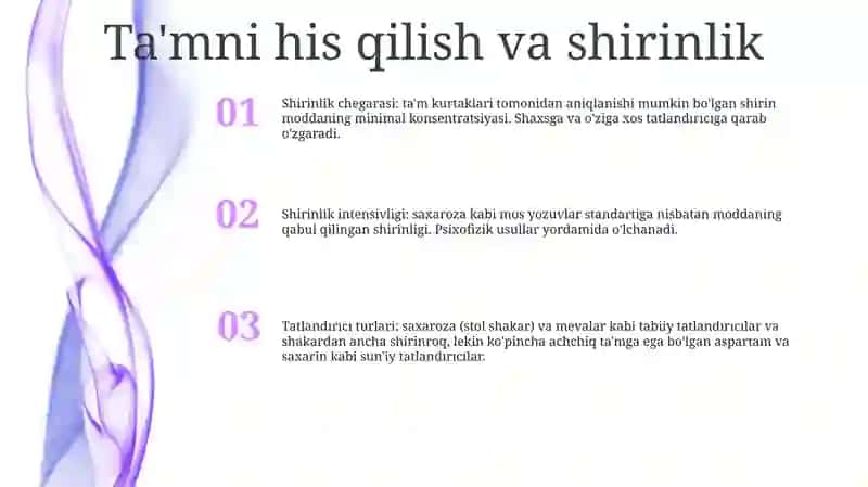 Shirin Ta'M Beruvchi Moddalar 2