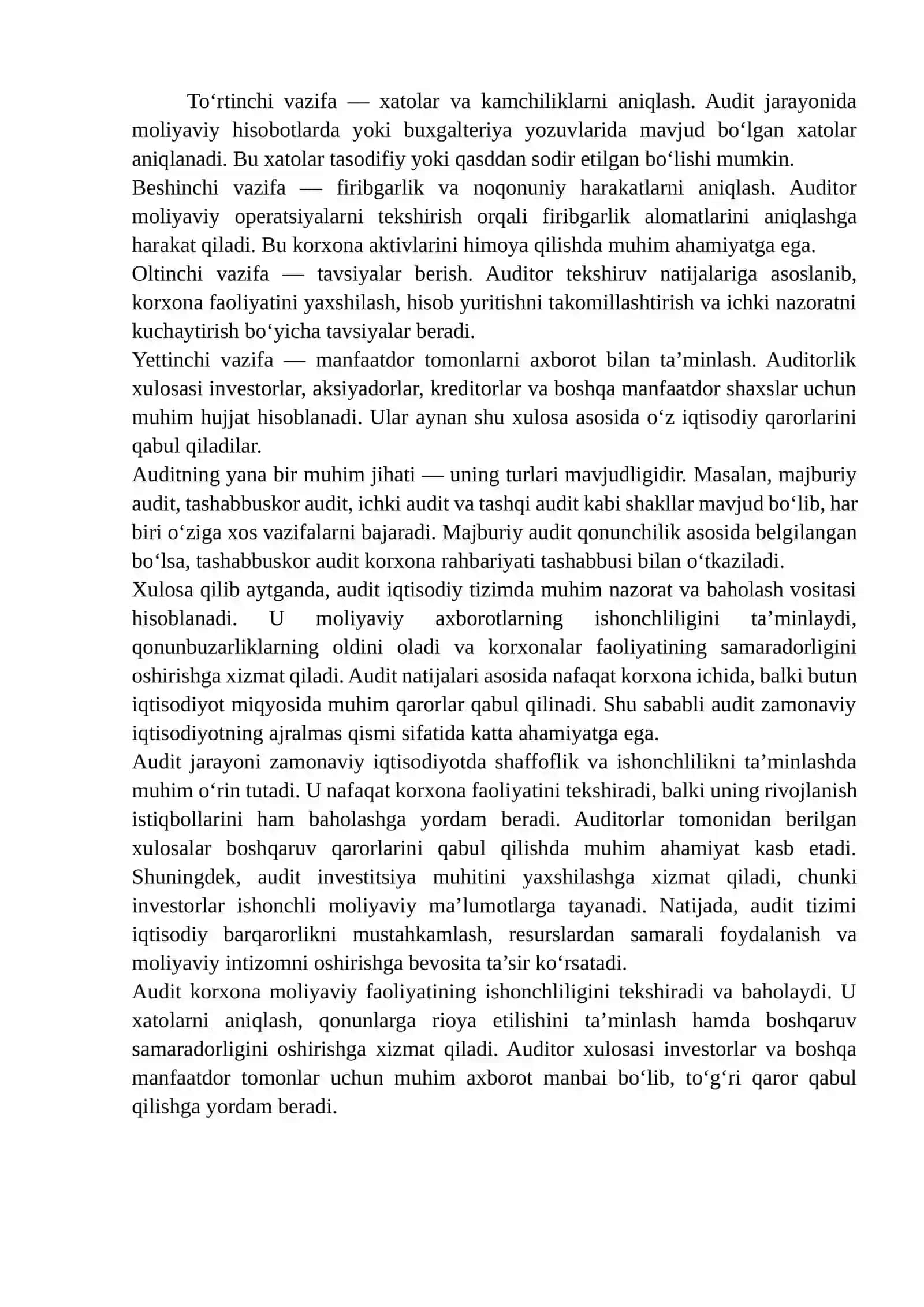 Auditning mohiyati, uning maqsadi va vazifalari 2