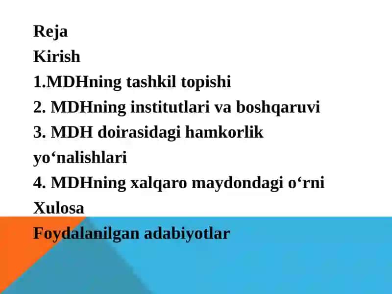 Mustaqil Davlatlar Hamdo‘stligi va uning faoliyati 2