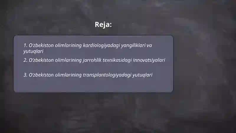 Oʻzbekiston olimlarining tibbiyotdagi yutuqlari 2