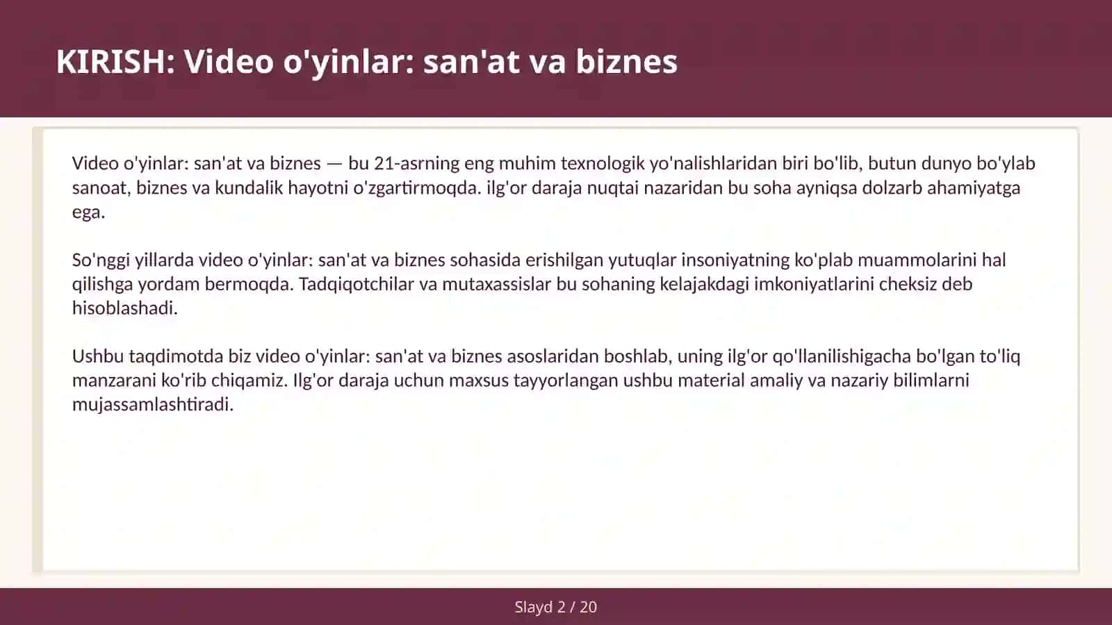Video o'yinlar: san'at va biznes 2