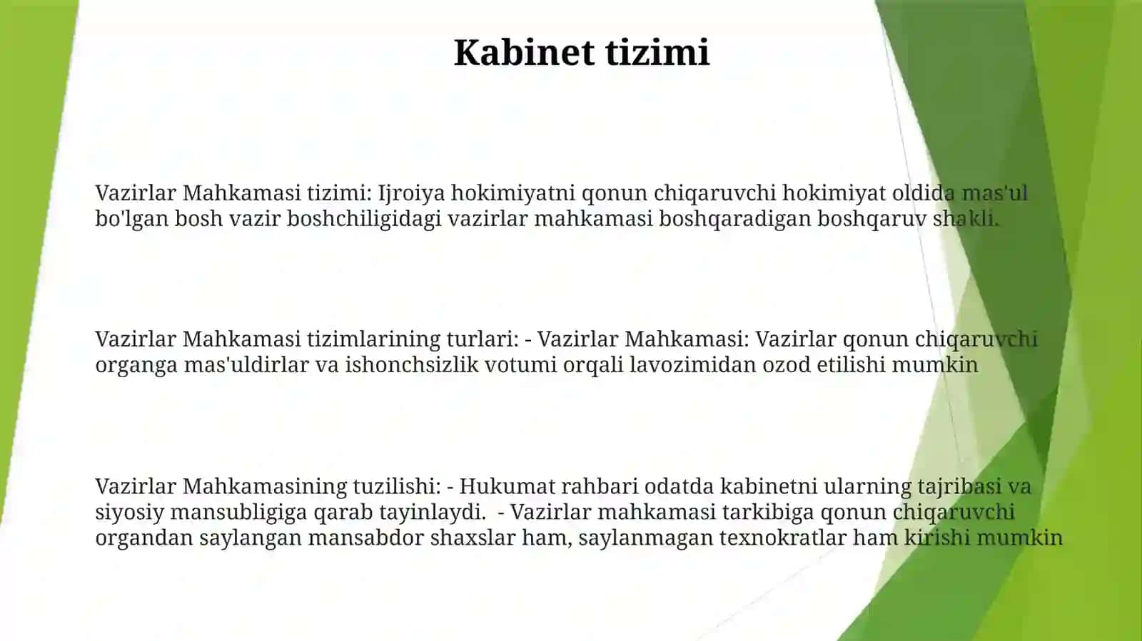 Vazirlar Mahkamasi TurlariVaShakllantirish 2