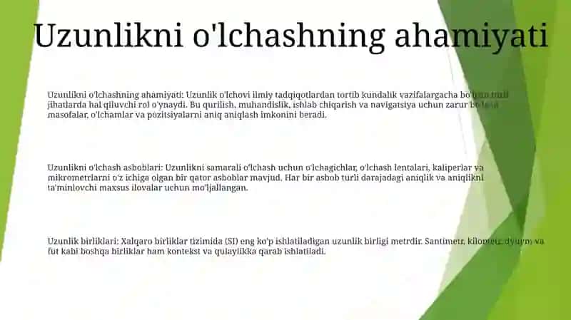 Uzunlik O’Lchash Vositalari 2