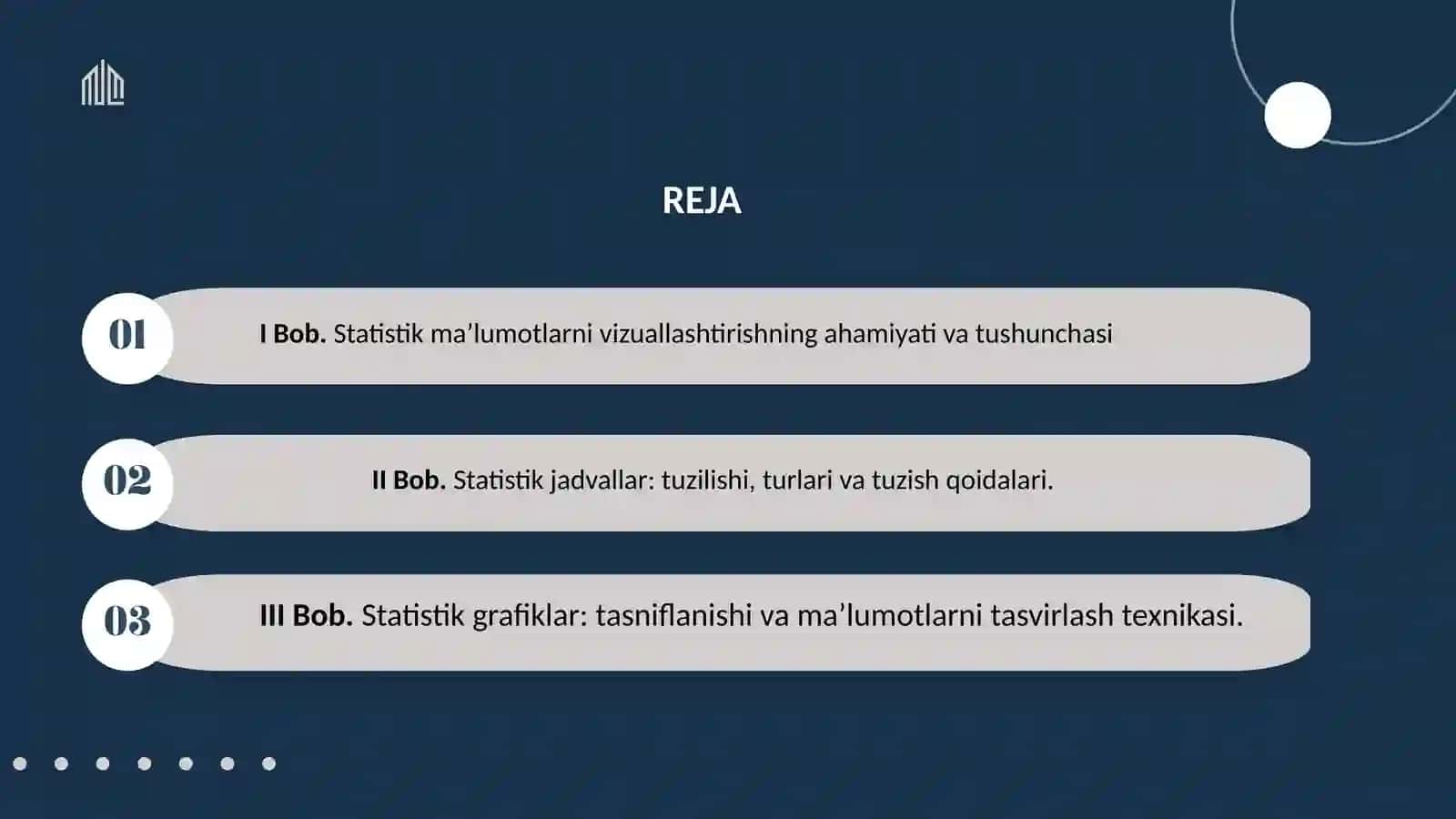 Statistik ma'lumotlarni taqdim etish usullari 2