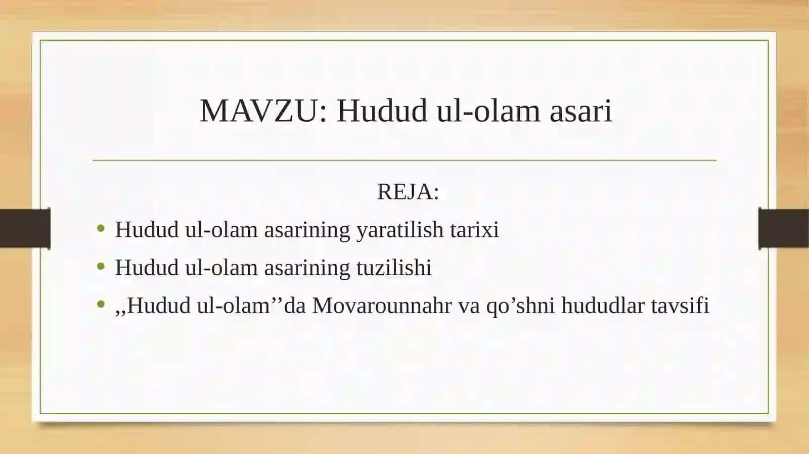 Hudud-ul olam asari mavzusida Mustaqil ish 2