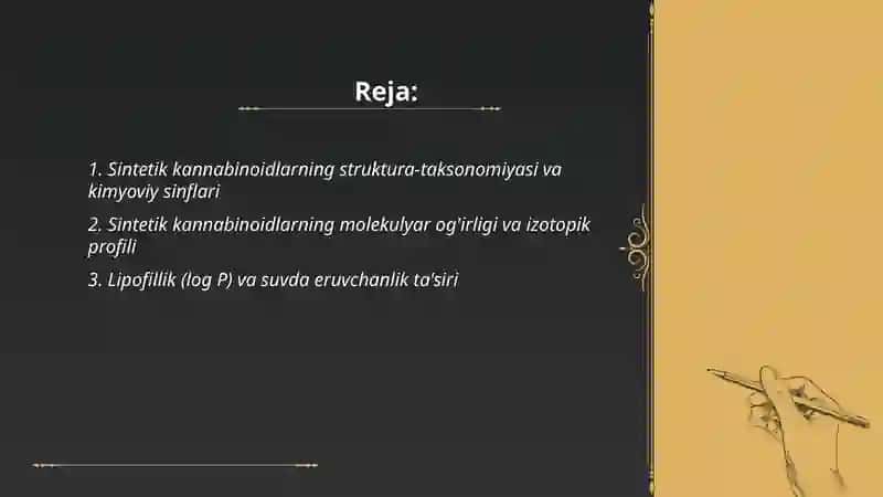Sintetik kannabinoidlar - kimyoviy xossalari 2