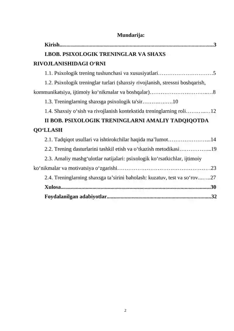 Shaxsga psixologik treninglarning ta'siri. 2