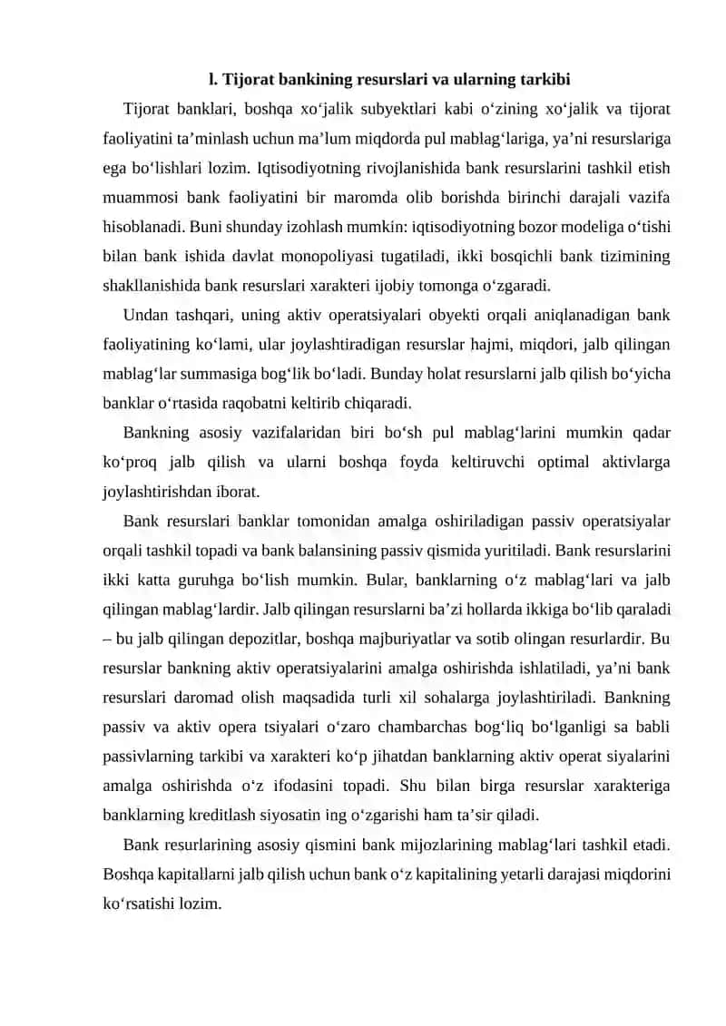 Tijorat banklarining operatsiyalari 2