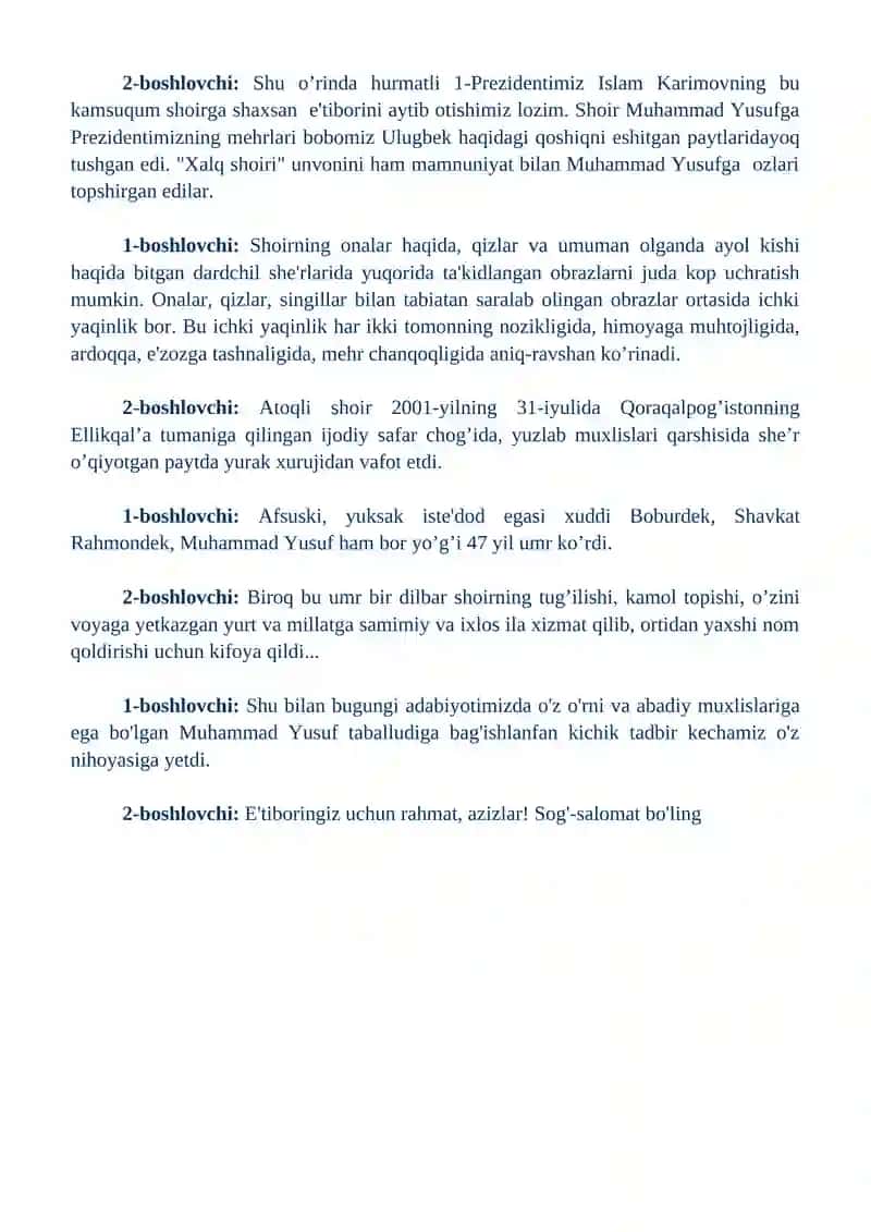 Muhammad Yusuf tavalludiga bag'ishlangan bayram tadbiri 2