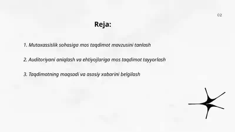 Mutaxassislikka oid mavzu boʻyicha taqdimot tayorlash 2