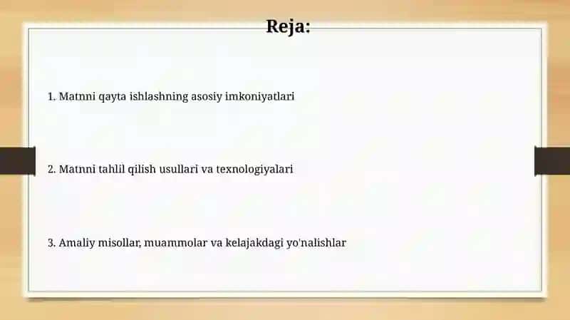 Matnli ma'lumotlarni qayta ishlash dasturlarning imkoniyatlari 2