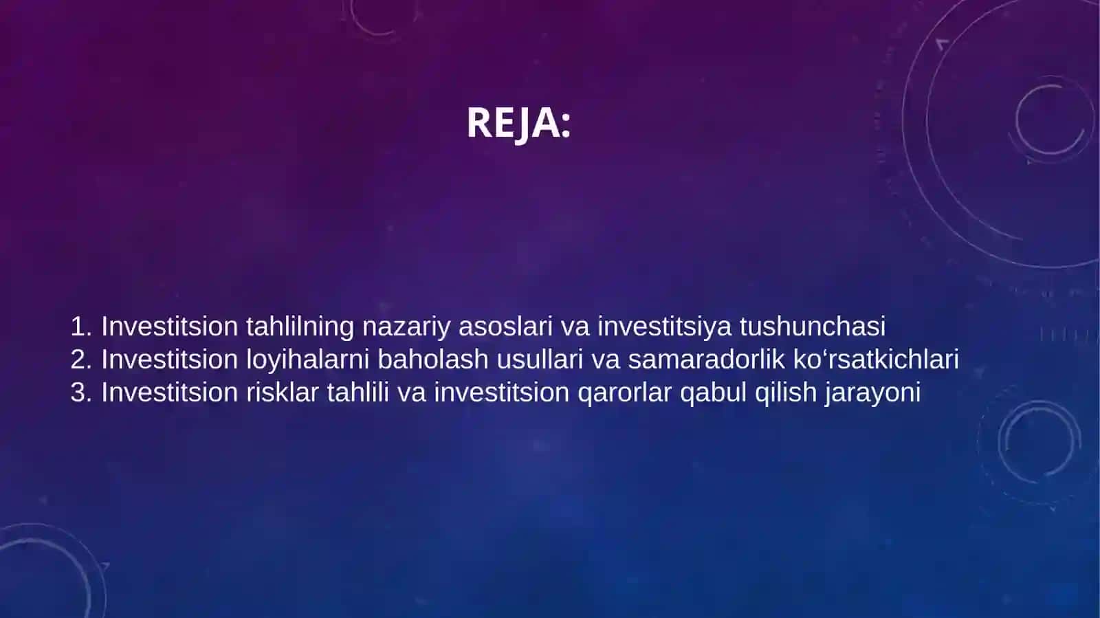 Investitsion tahlil 2
