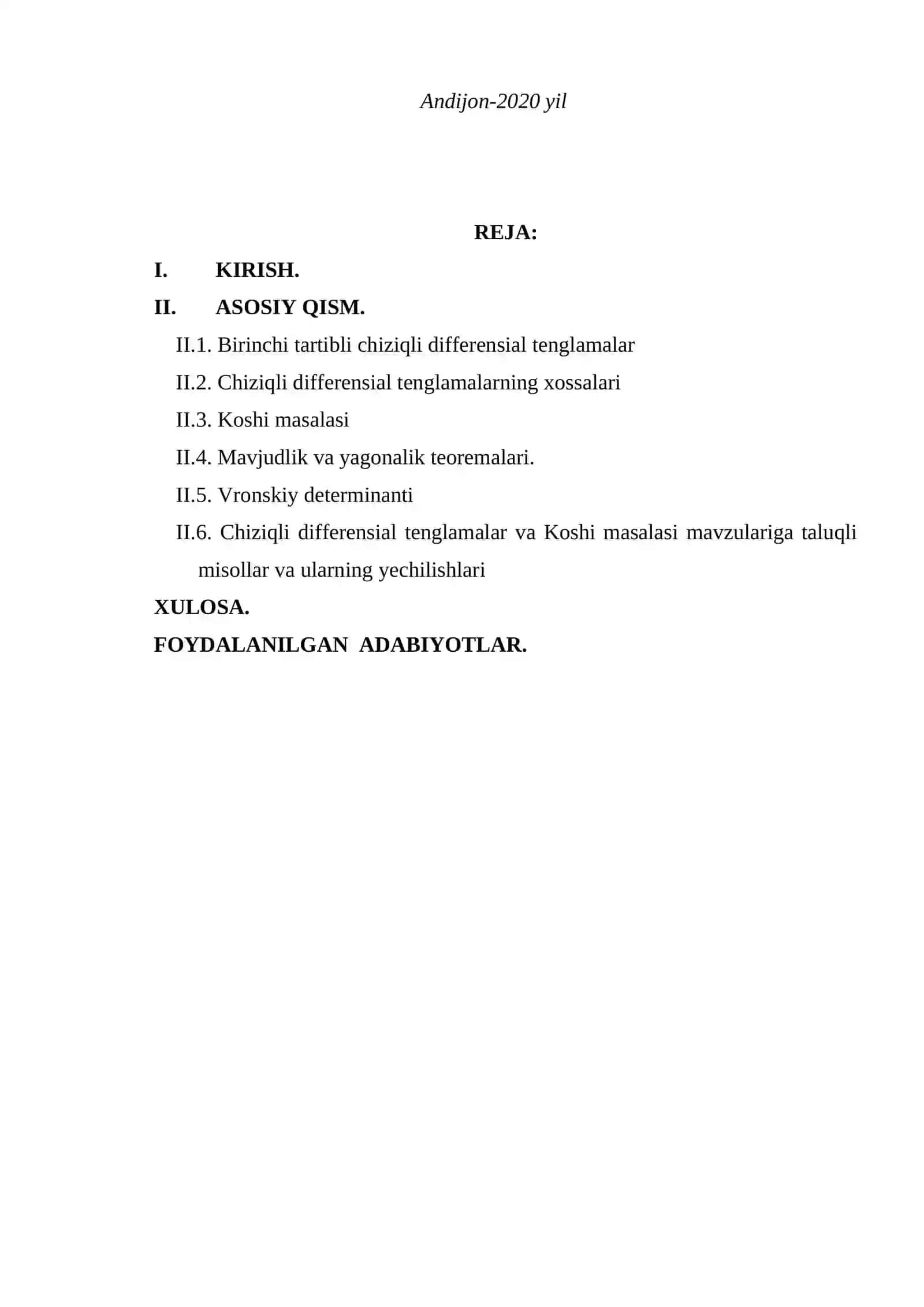 "Oddiy differensial tenglamalar" 2